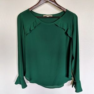 Loft Green Mini Bell Sleeve Blouse